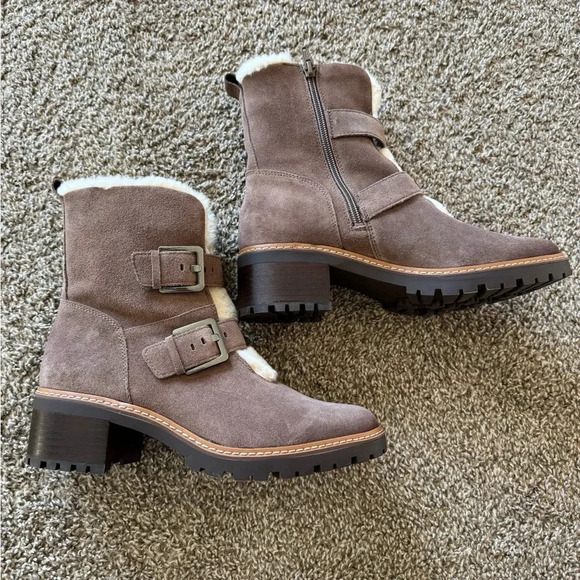 Naturalizer Brown Suede Faux Fur Heeled Winter Boot Size 8 EU 39 - Picture 1 of 5